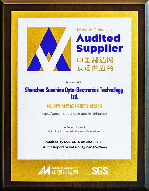 La CINA Sunshine Opto-electronics Enterprise Co.,ltd Certificazioni